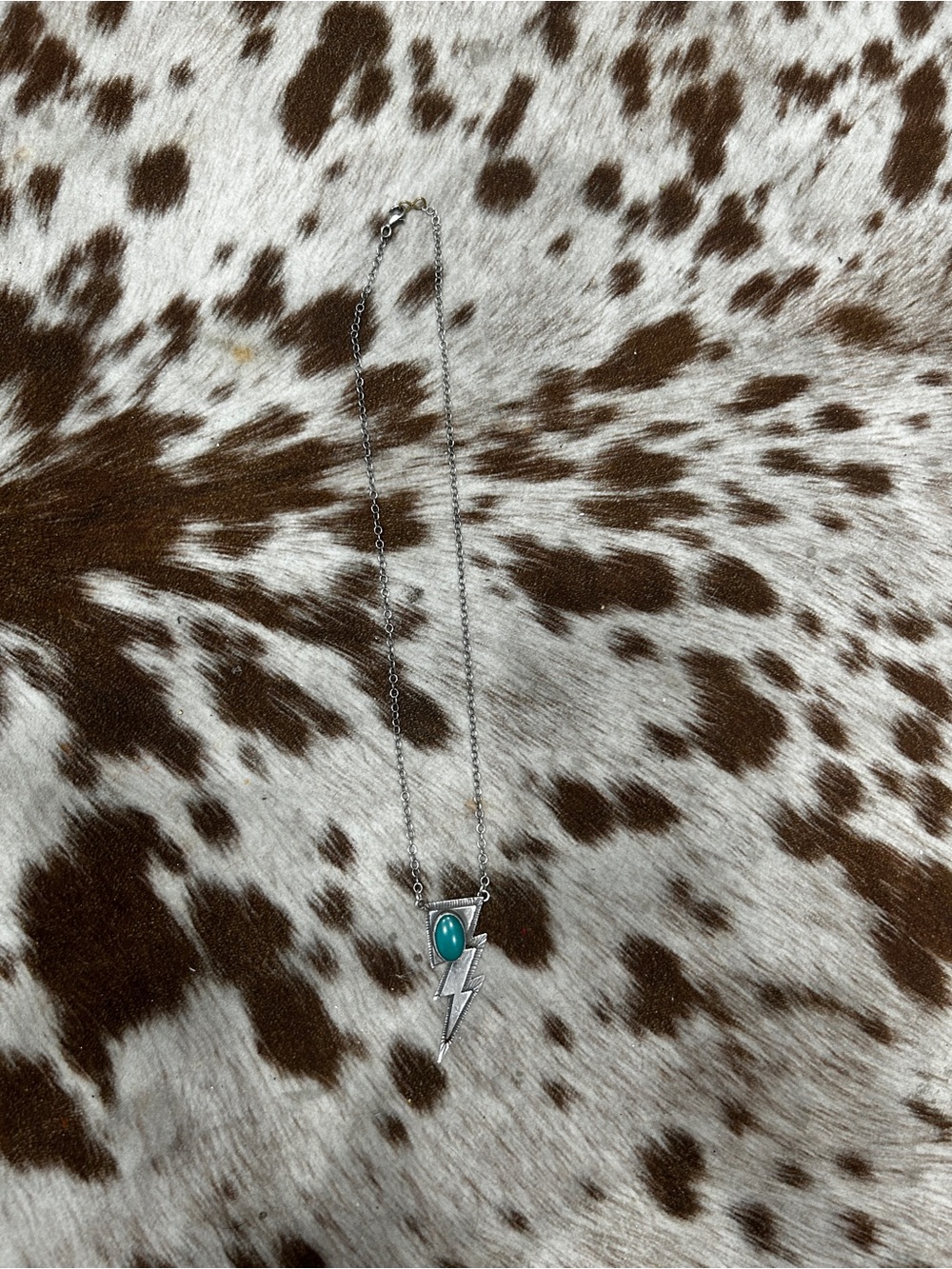 Lighting bolt necklace sterling sliver and turquoise